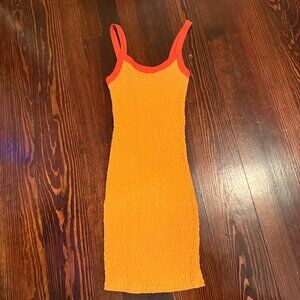 NWOT Forever 21 orange textured fitted mini summer dress XS